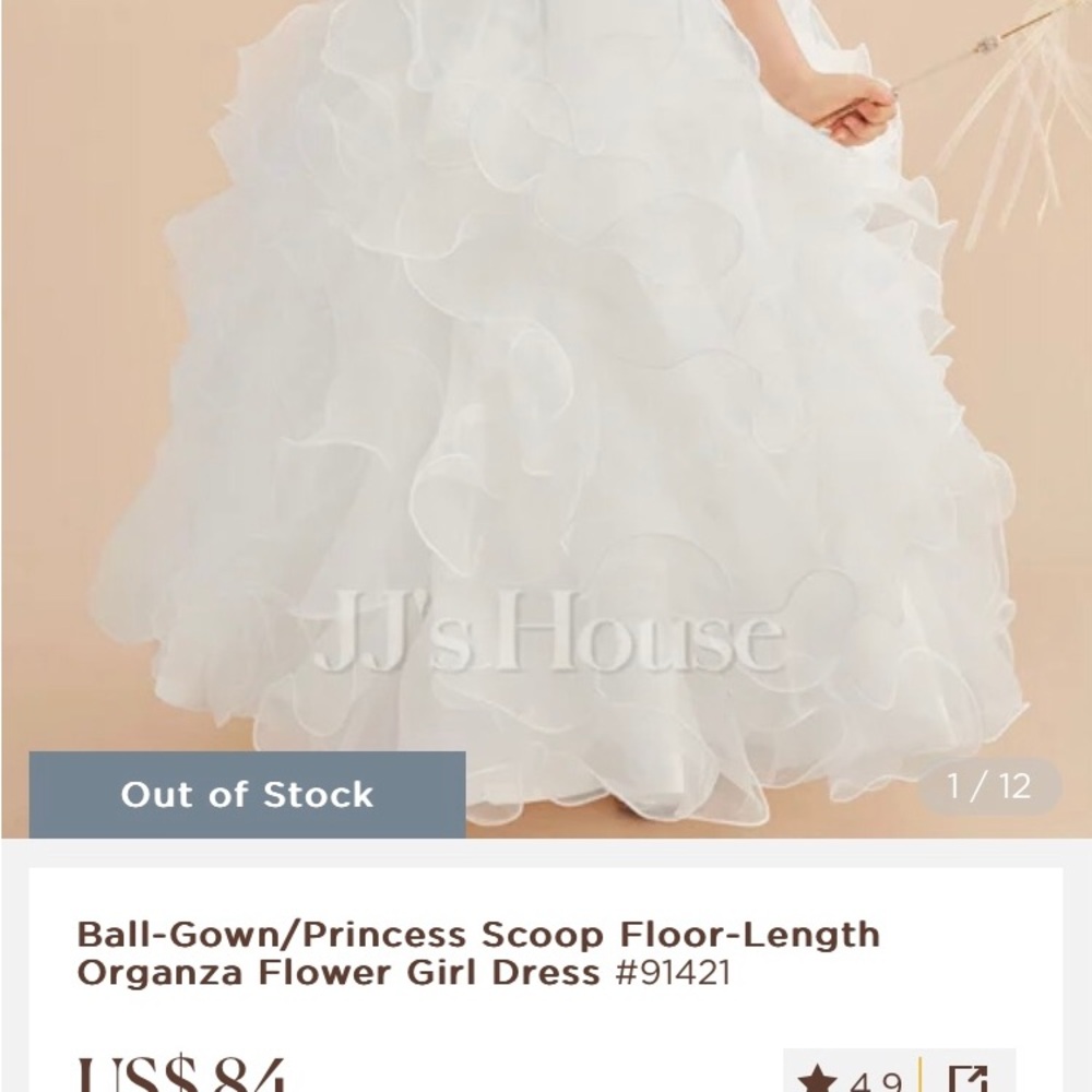 JJ’s house flower girl dress brand new! Ruffled white dress. Pre teen age 10-12